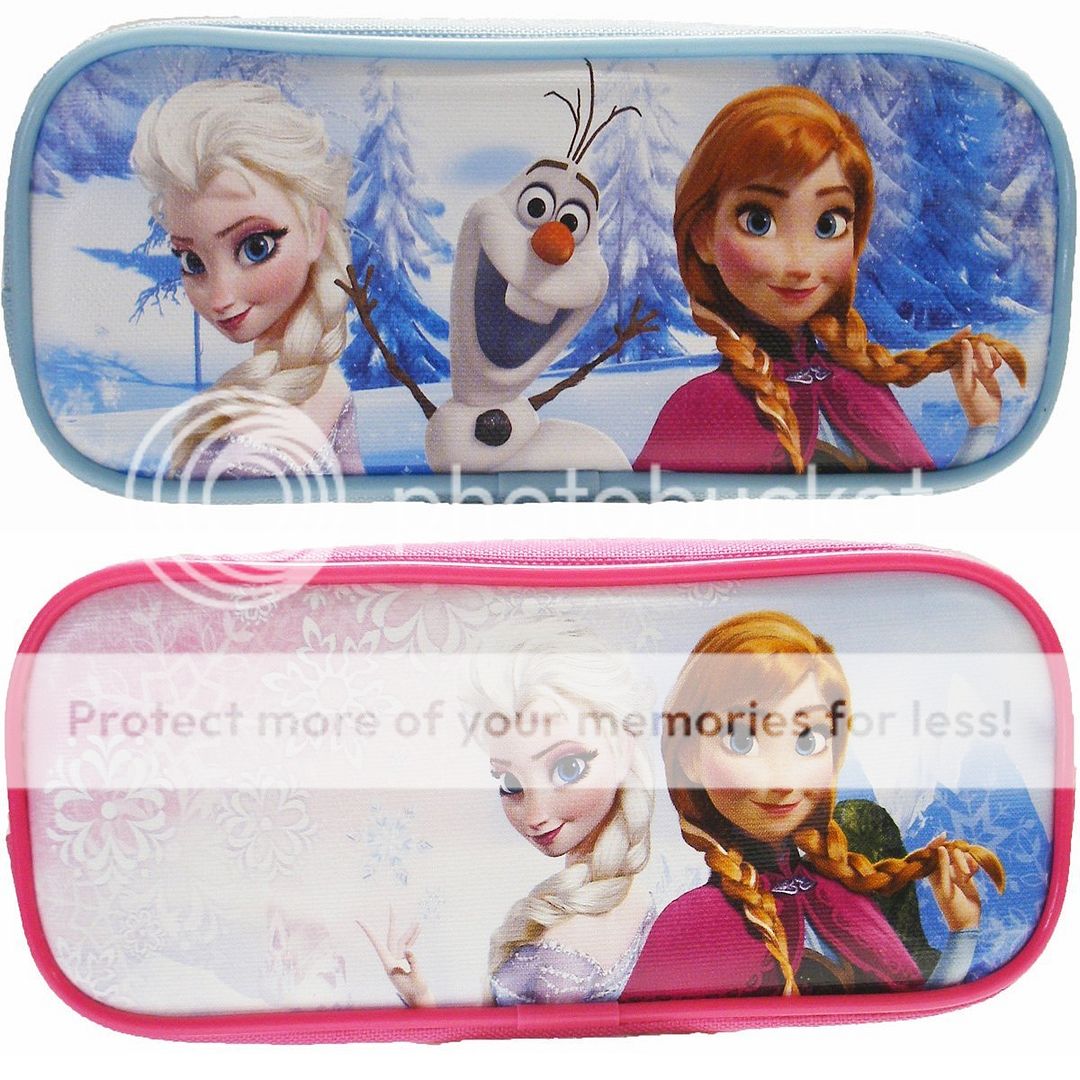 2 Disney Frozen Anna Elsa Olaf Pencil Cases Pouch Zipper Pink Blue Snow